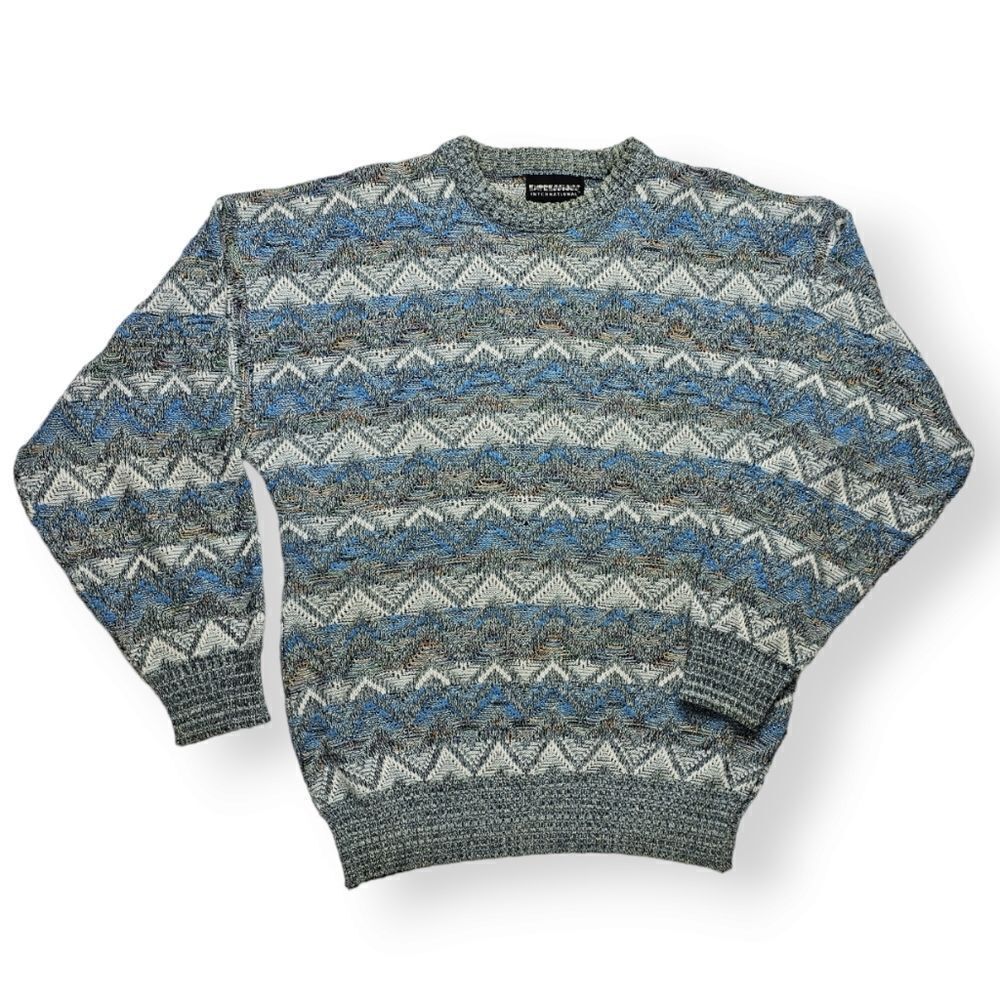 Expressions Vintage 90s Y2K Chevron Striped Knit Sweater Men's‎ Size L